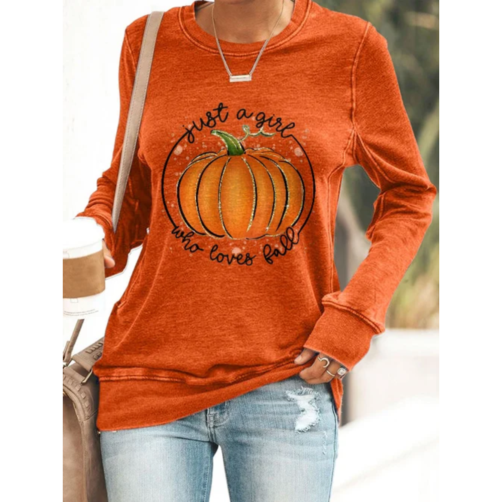 Women'S Casual Just A Girl Who Loves Fall Long-Sleeved Sweatshirt