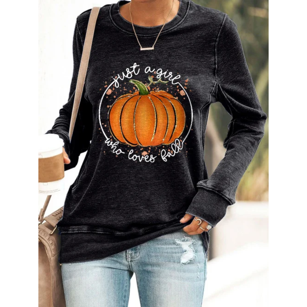 Women'S Casual Just A Girl Who Loves Fall Long-Sleeved Sweatshirt