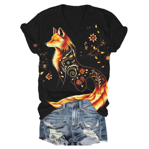 Women's Fall Fox Print Top