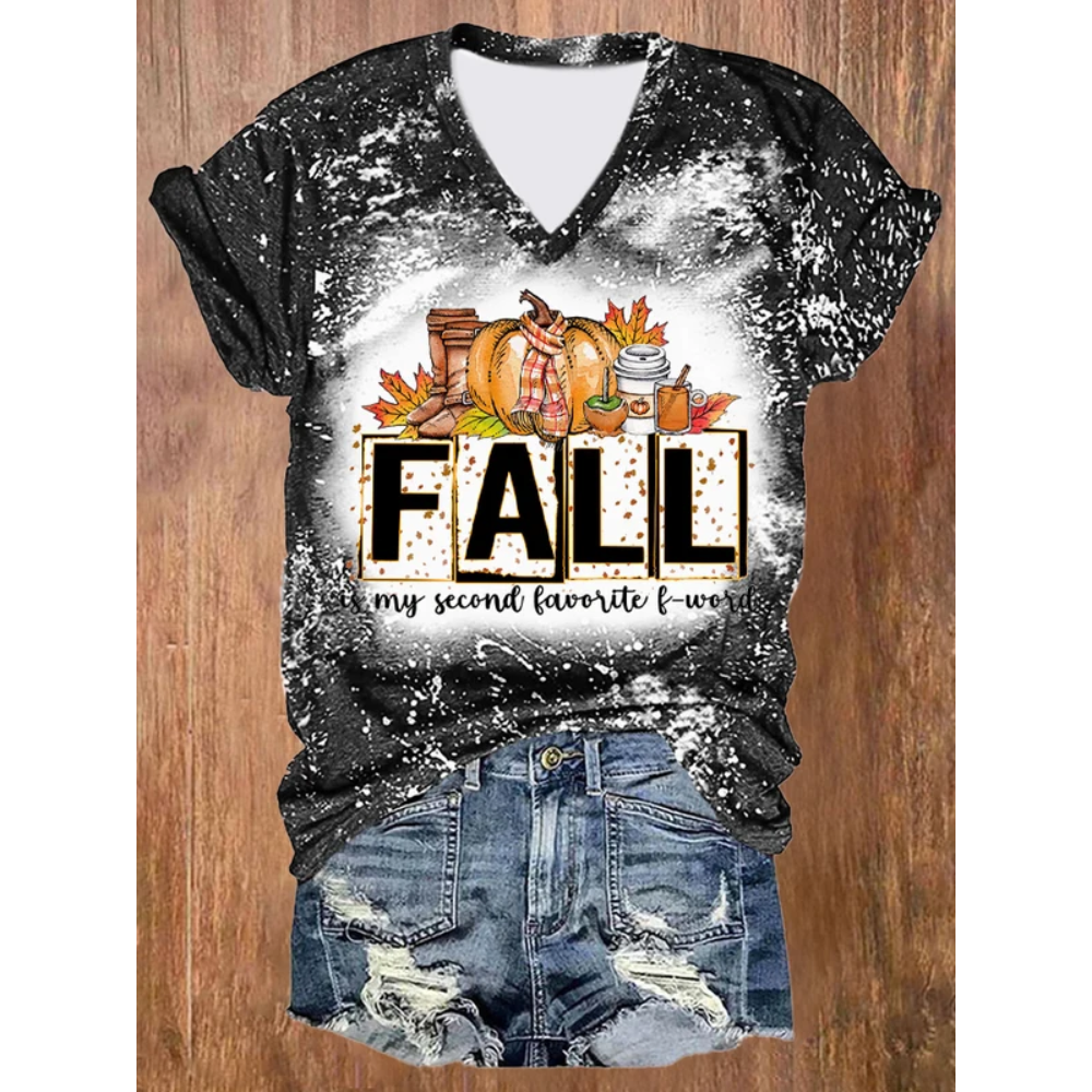 Women's Fall Is My Second Favorite F-word Print Short Sleeve T-Shirt