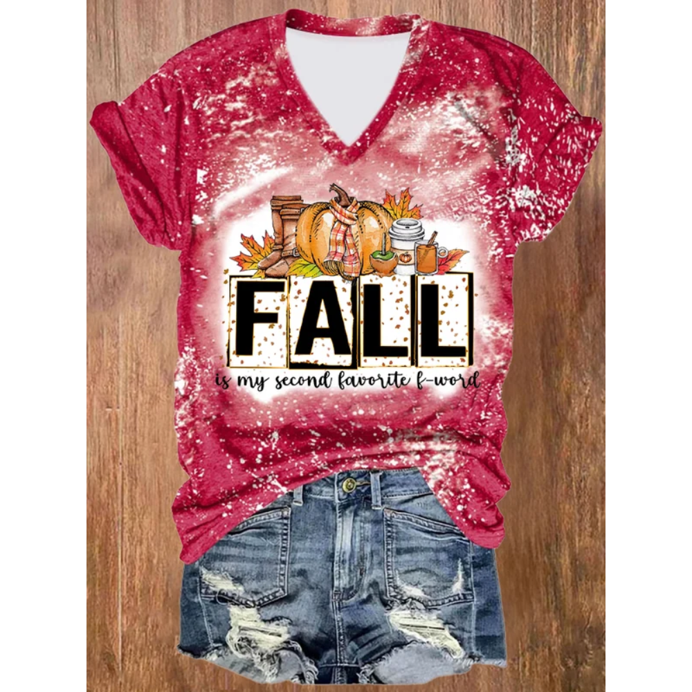 Women's Fall Is My Second Favorite F-word Print Short Sleeve T-Shirt