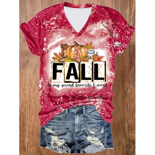 Women's Fall Is My Second Favorite F-word Print Short Sleeve T-Shirt