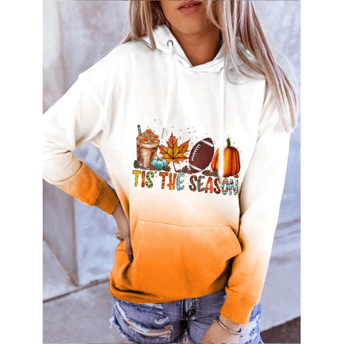 Women's Football and Pumpkin Casual Hoodie