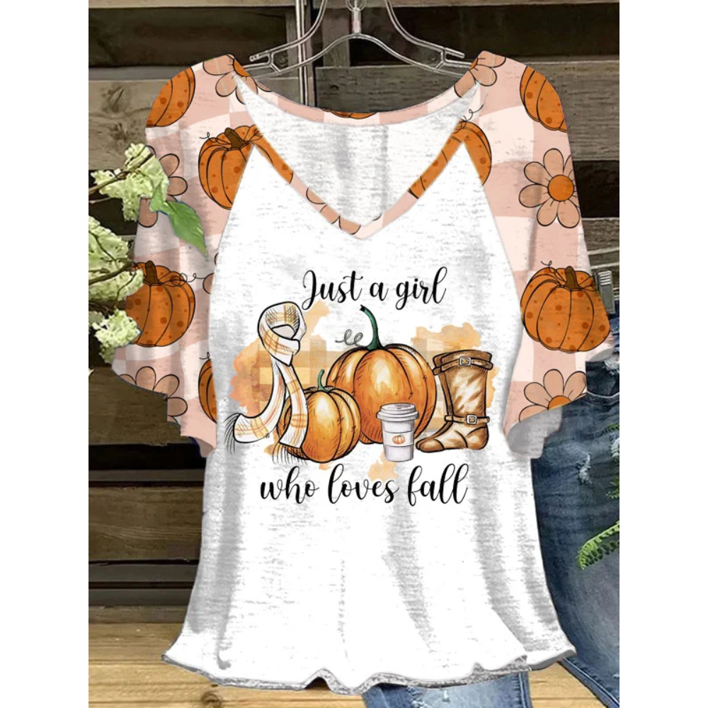 Women's Just A Girl Who Loves Fall print Casual T-shirt