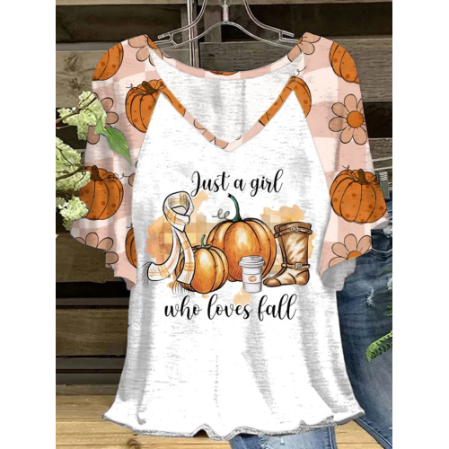 Women's Just A Girl Who Loves Fall print Casual T-shirt