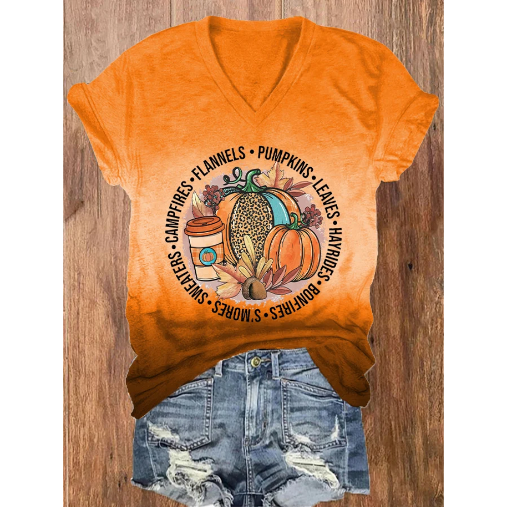 Women's Pumpkin Casual T-Shirt