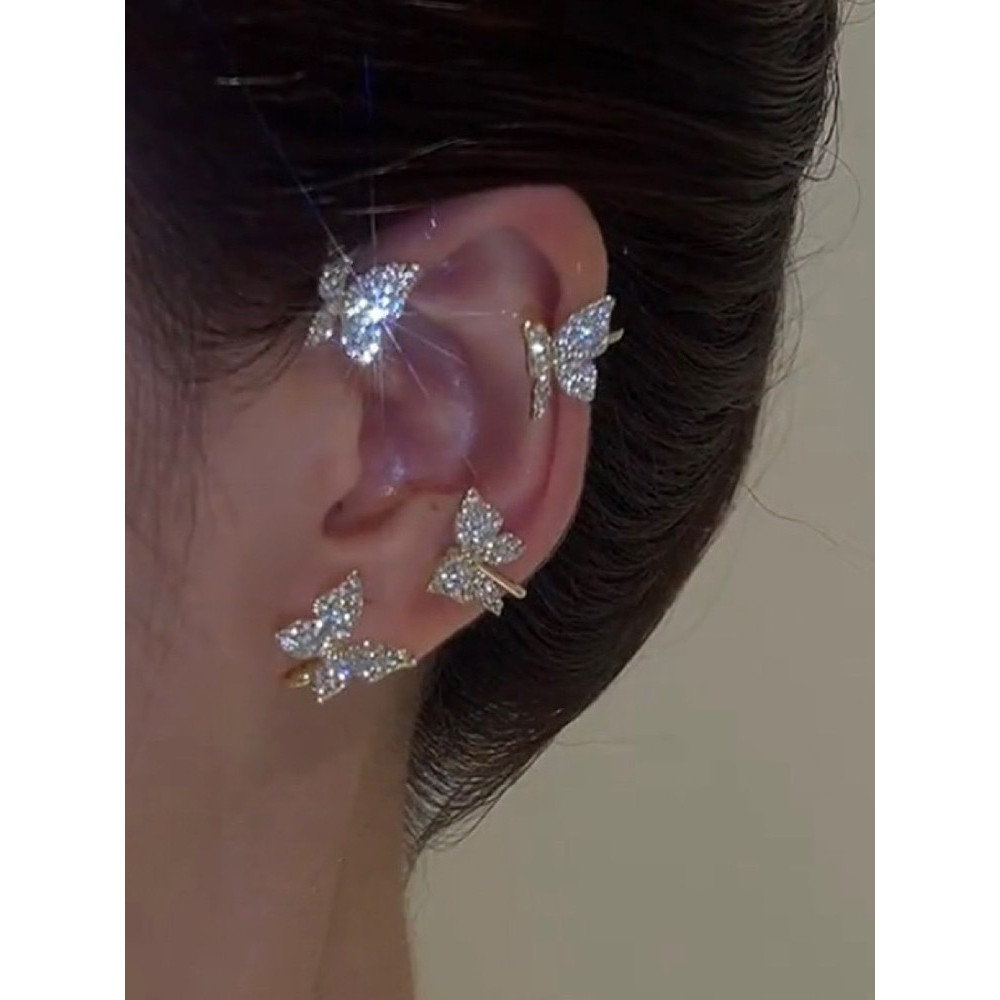 1pcs Full Rhinestone Butterfly Ear Climber