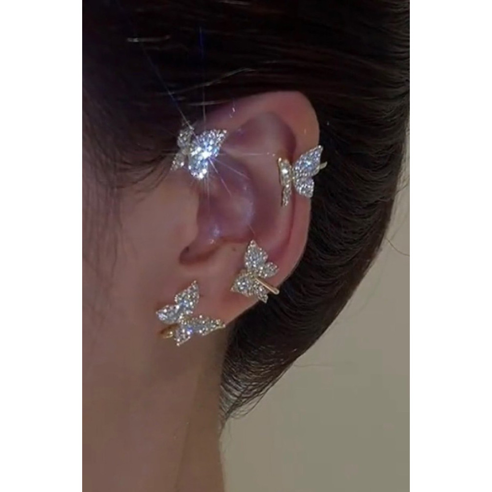 1pcs Full Rhinestone Butterfly Ear Climber