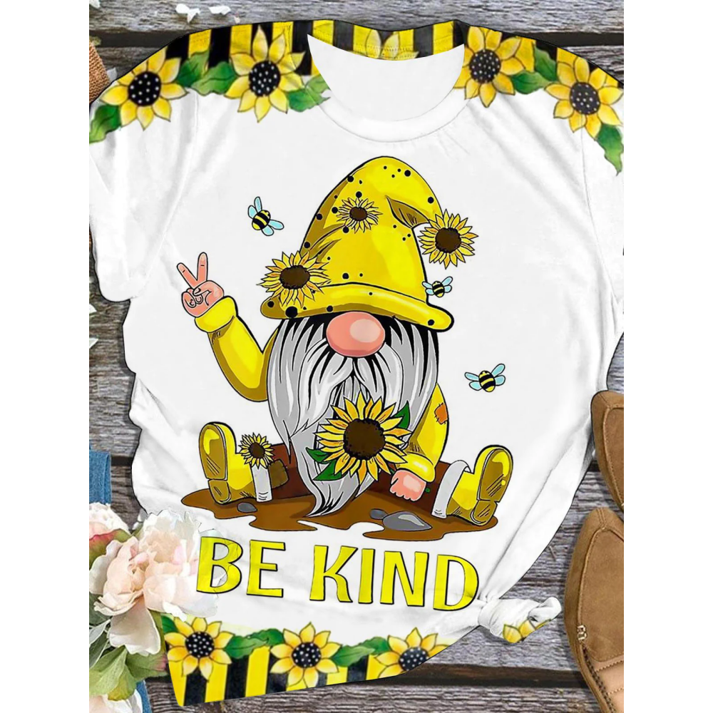 Be Kind Gnome Sunflower Bee T-Shirt