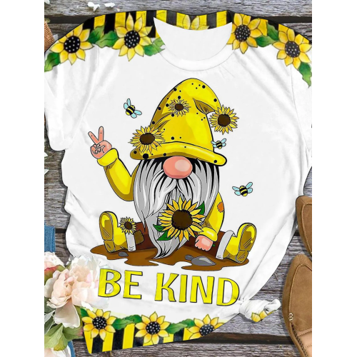 Be Kind Gnome Sunflower Bee T-Shirt