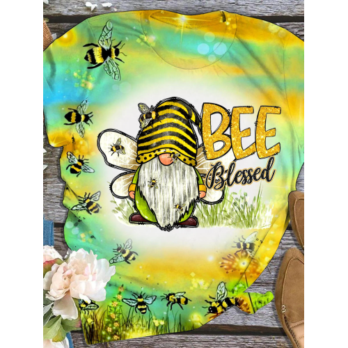 Bee Gnome Blessed Flower T-Shirt