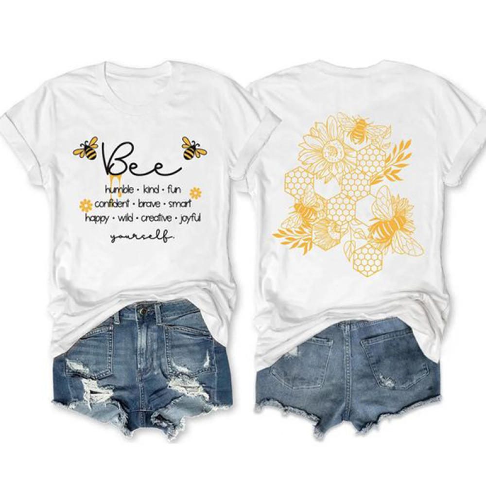 Bee Letters Printed Casual T-Shirt