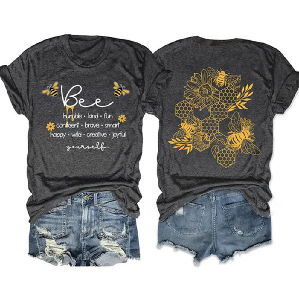 Bee Letters Printed Casual T-Shirt