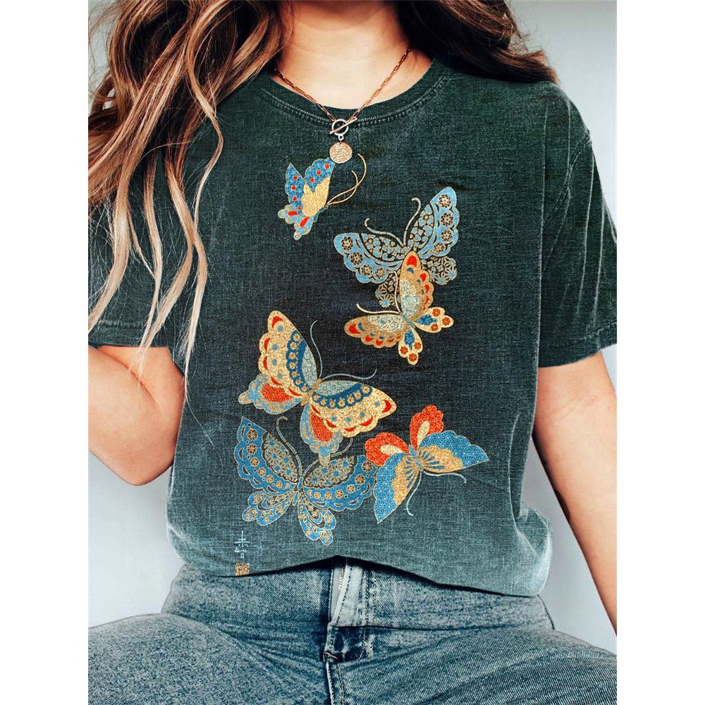 Butterfly Japanese Traditional Pattern Vintage T-shirt