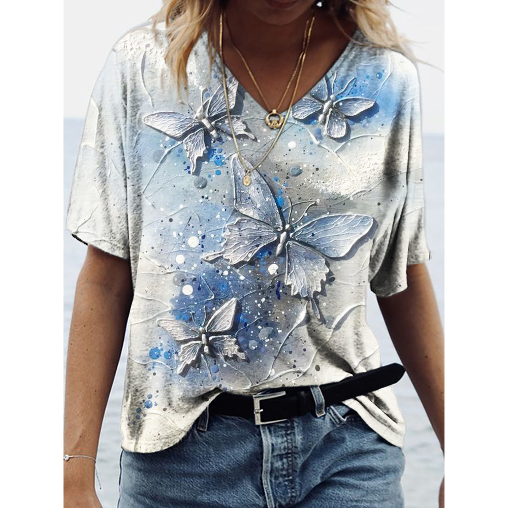 Butterfly Painting Art V Neck T Shirt