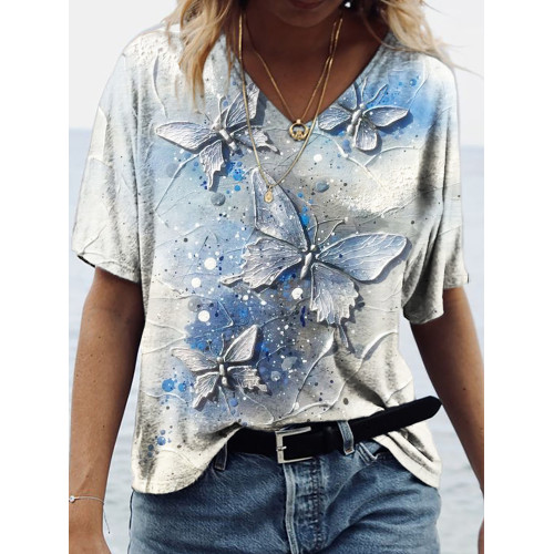 Butterfly Painting Art V Neck T Shirt