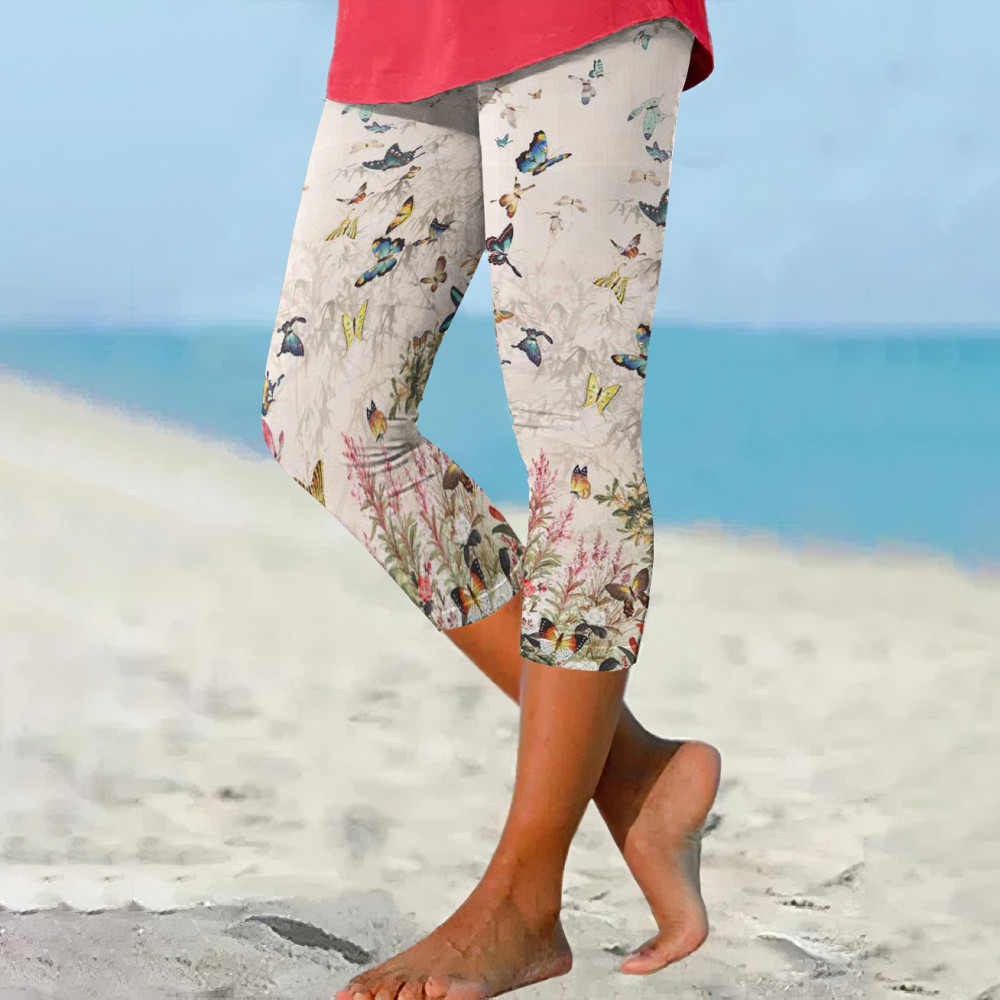 Butterfly Print Casual Leggings