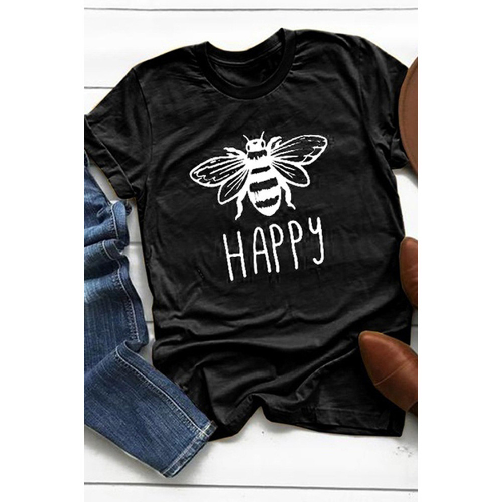 Casual Bee Print Short Sleeve T-Shirt