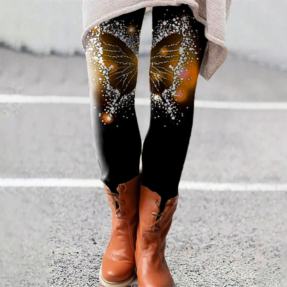 Casual Retro Butterfly Print Leggings