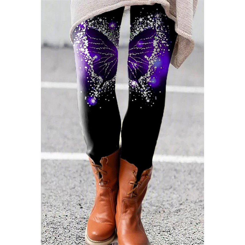 Casual Retro Butterfly Print Leggings