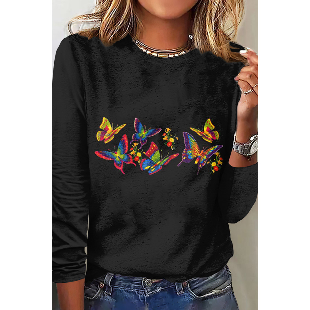 Casual Simple Butterfly Print T-Shirt