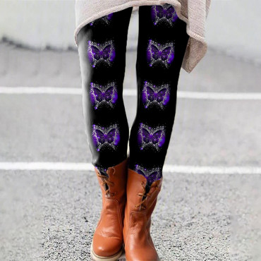Casual Skinny Butterfly Print Leggings