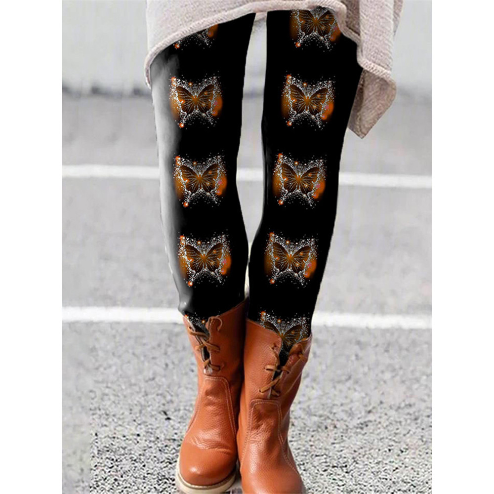 Casual Skinny Butterfly Print Leggings