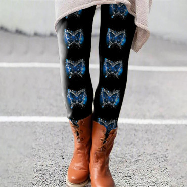 Casual Skinny Butterfly Print Leggings
