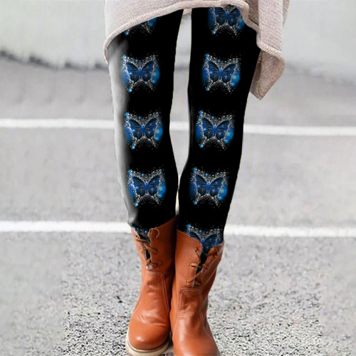 Casual Skinny Butterfly Print Leggings