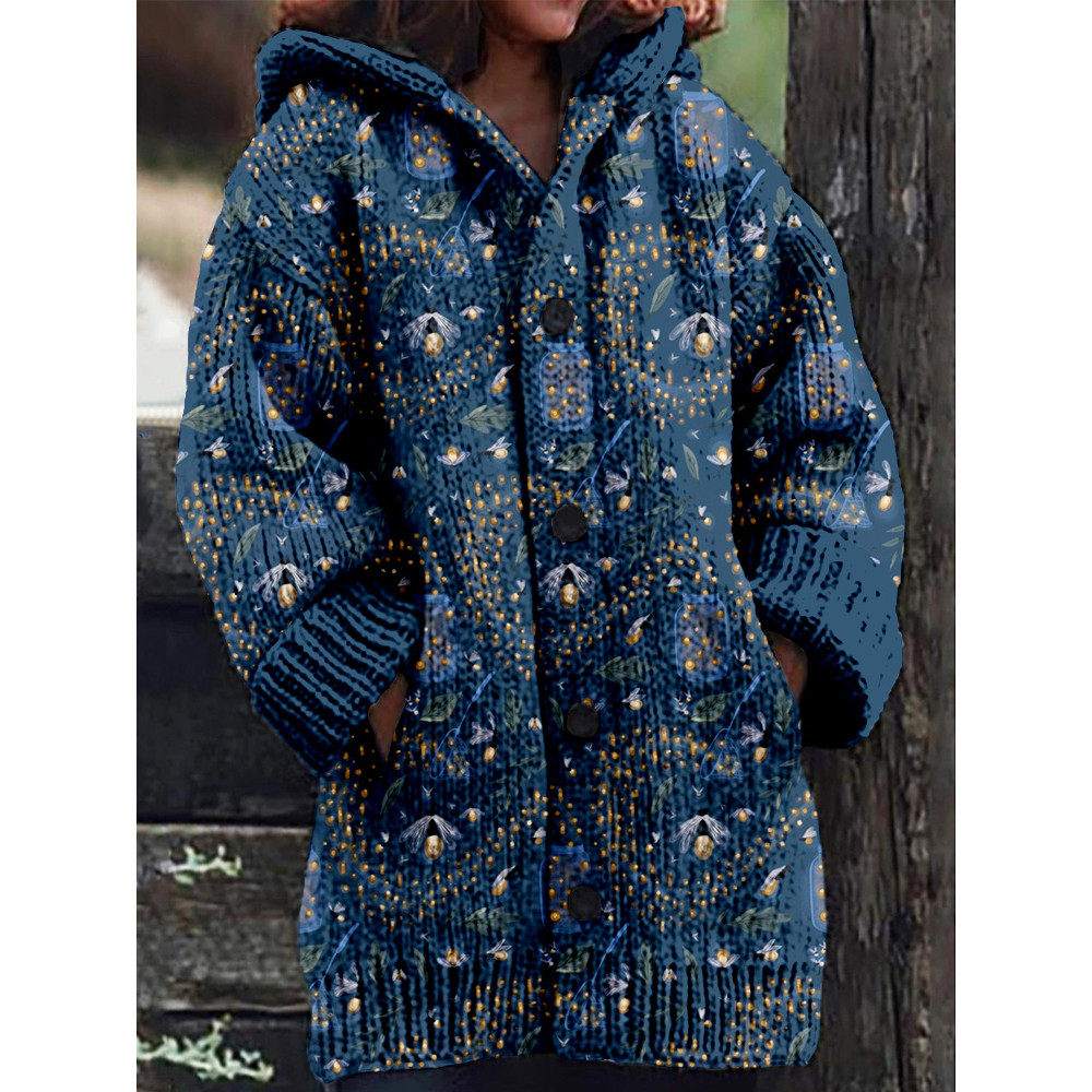 Catching Fireflies Graphic Cozy Hooded Cardigan