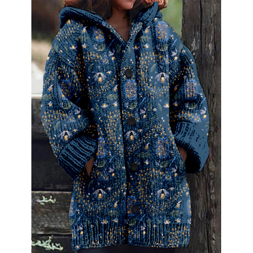 Catching Fireflies Graphic Cozy Hooded Cardigan