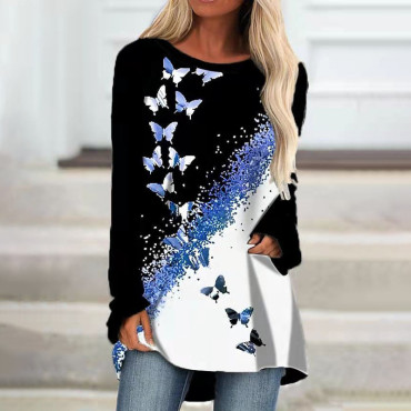 Contrast Butterfly Long Sleeve Tunic