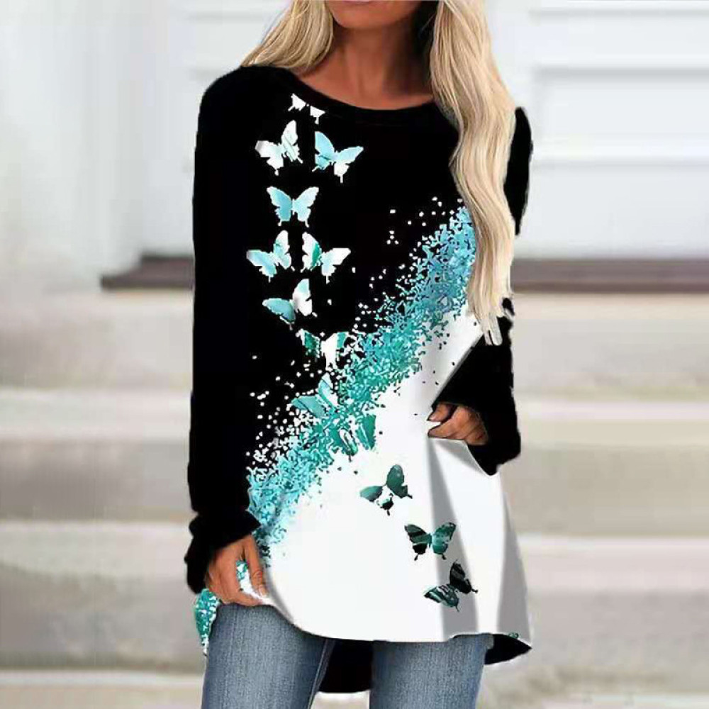 Contrast Butterfly Long Sleeve Tunic