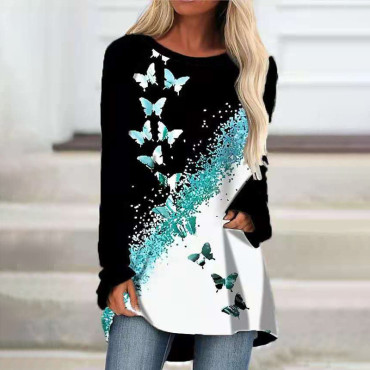 Contrast Butterfly Long Sleeve Tunic