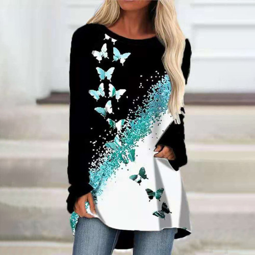Contrast Butterfly Long Sleeve Tunic