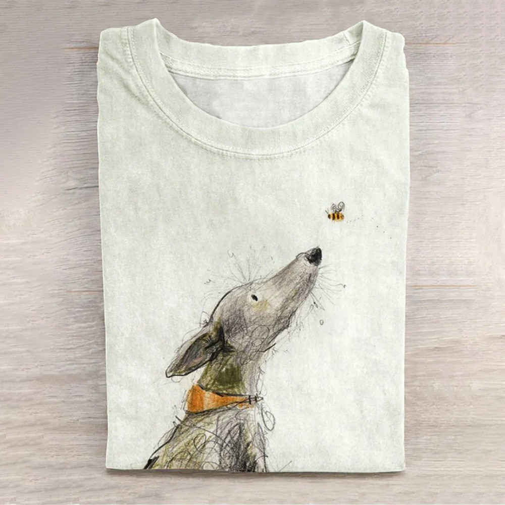 Cute Puppy Dog Bee Animal Casual Print T-Shirt