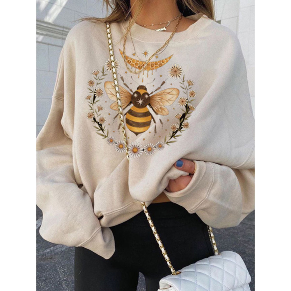 Fashion Casual Bee Print Sweatshirt
