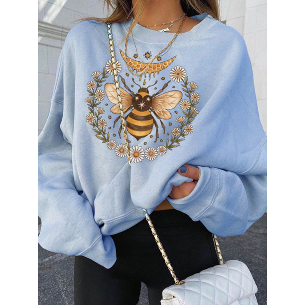 Fashion Casual Bee Print Sweatshirt
