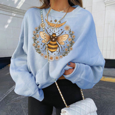 Fashion Casual Bee Print Sweatshirt