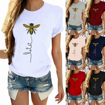 Fashion Casual Bee Print T-shirt