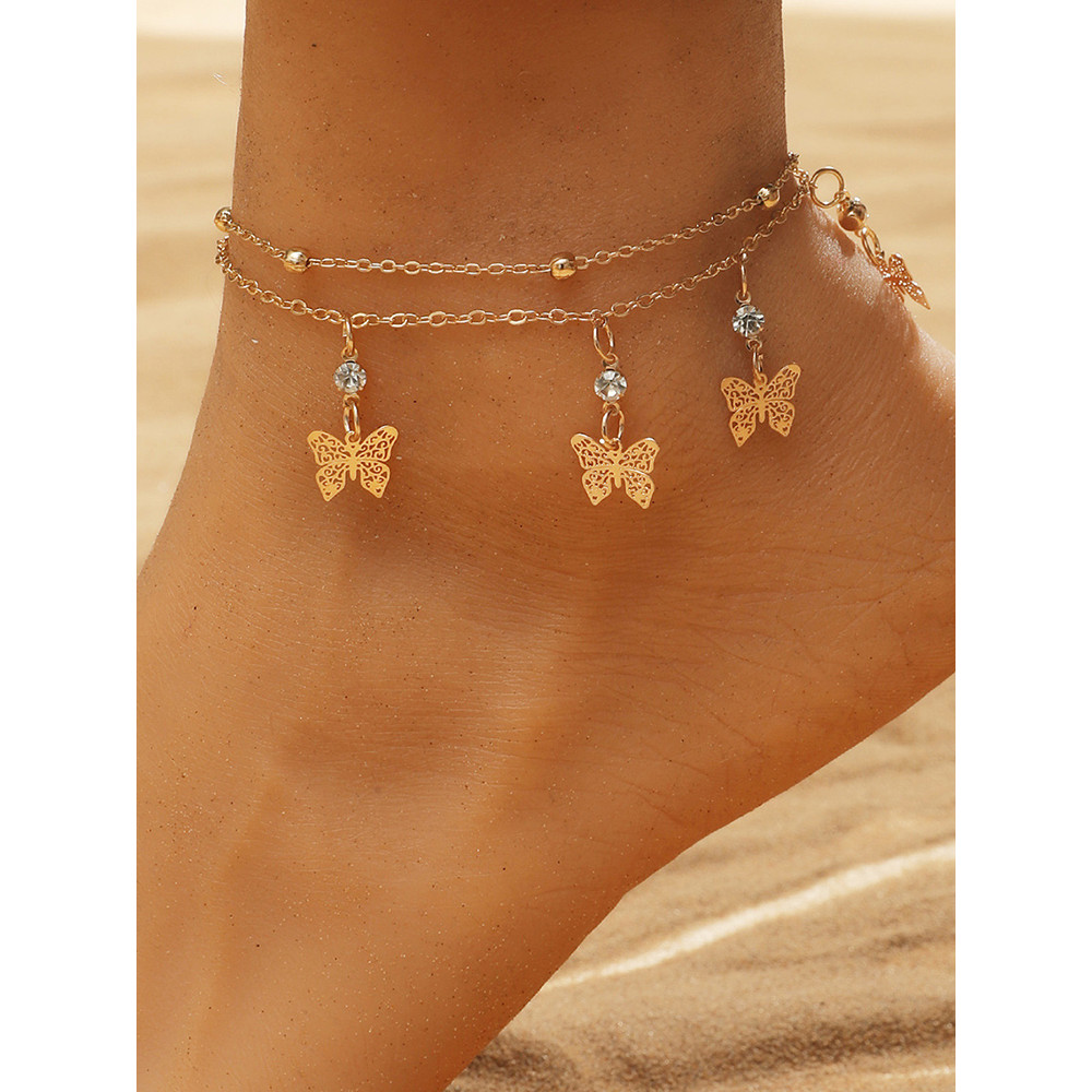 Fashion Rhinestone Butterfly Anklet