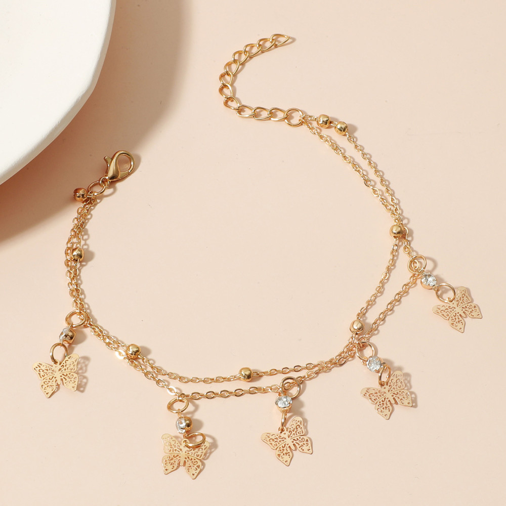 Fashion Rhinestone Butterfly Anklet