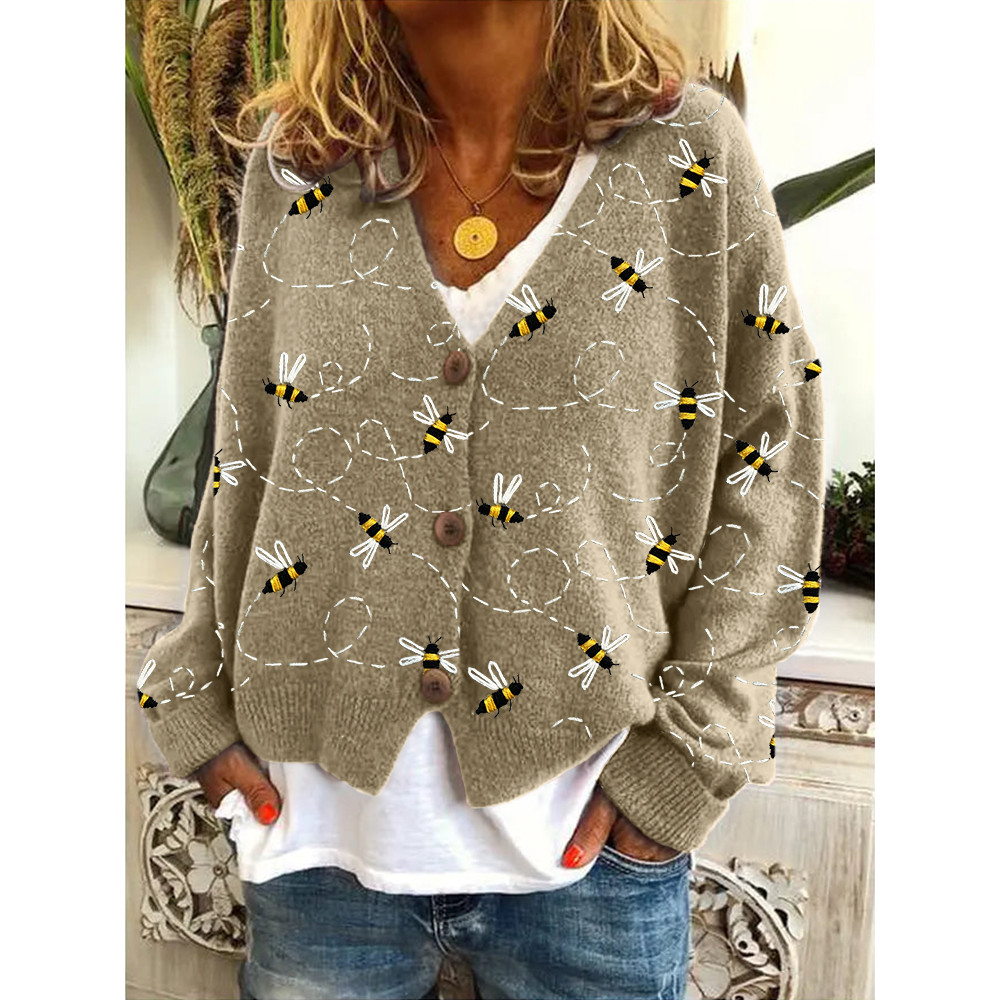 Flying Bees Embroidery Pattern Cozy Cardigan