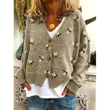 Flying Bees Embroidery Pattern Cozy Cardigan