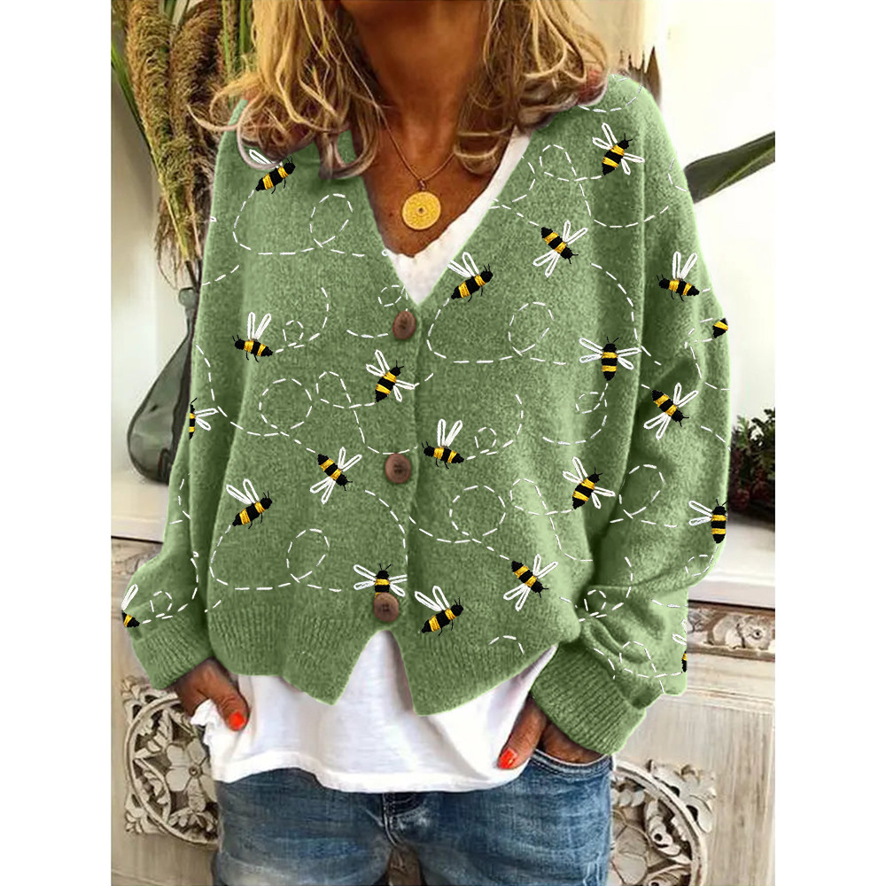Flying Bees Embroidery Pattern Cozy Cardigan