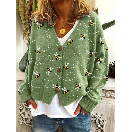 Flying Bees Embroidery Pattern Cozy Cardigan
