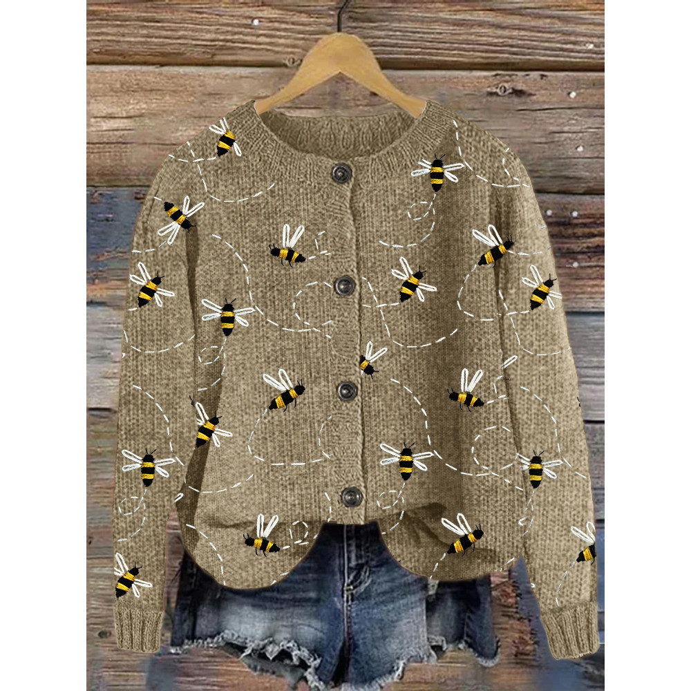 Flying Bees Embroidery Pattern Cozy Cardigan