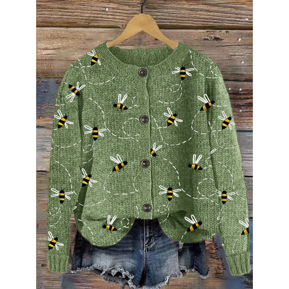 Flying Bees Embroidery Pattern Cozy Cardigan
