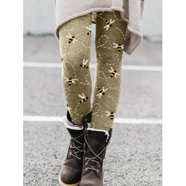 Flying Bees Embroidery Pattern Cozy Leggings