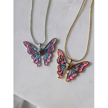 Glitterring Colorful Butterfly Inspired Necklace